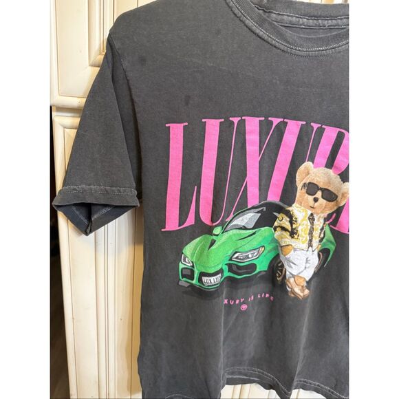 Fashion Nova Kids Cotton Short Sleeve Luxury Is Life Graphic Tee Brown Medium - Picture 4 of 7